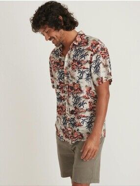 Marine Men's Layer Short Sleeve Tropical Linen Shirt Size M/L